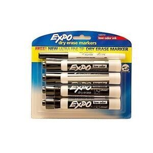 Markers dry erase 6pk of Expo black 4 count + 1 Free ultra fine tip marker 30pcs